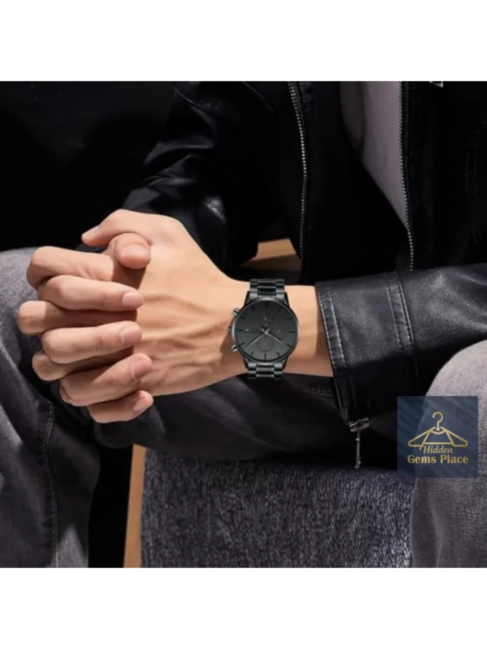 Minimalist Analog Chronograph Watch with Date, Stainless Steel